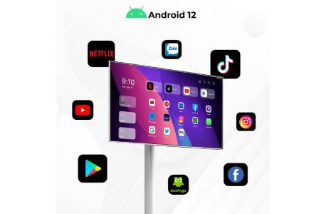 MÀN HÌNH CẢM ỨNG DI ĐỘNG THÔNG MINH HIMEDIA HOME M27, 27INCH, IPS, RAM 4G+128G, ANDROID 12, WEBCAM 8MPX, TÍCH HỢP PIN 10000MAH, BH 12 THÁNG.