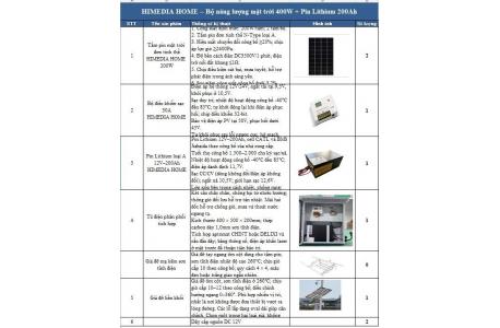 HIMEDIA HOME Solar400W200Ah – Giải Pháp Điện Năng Lượng Mặt Trời 400W, Pin Lithium 200Ah Cho Công Trình Chuyên Nghiệp