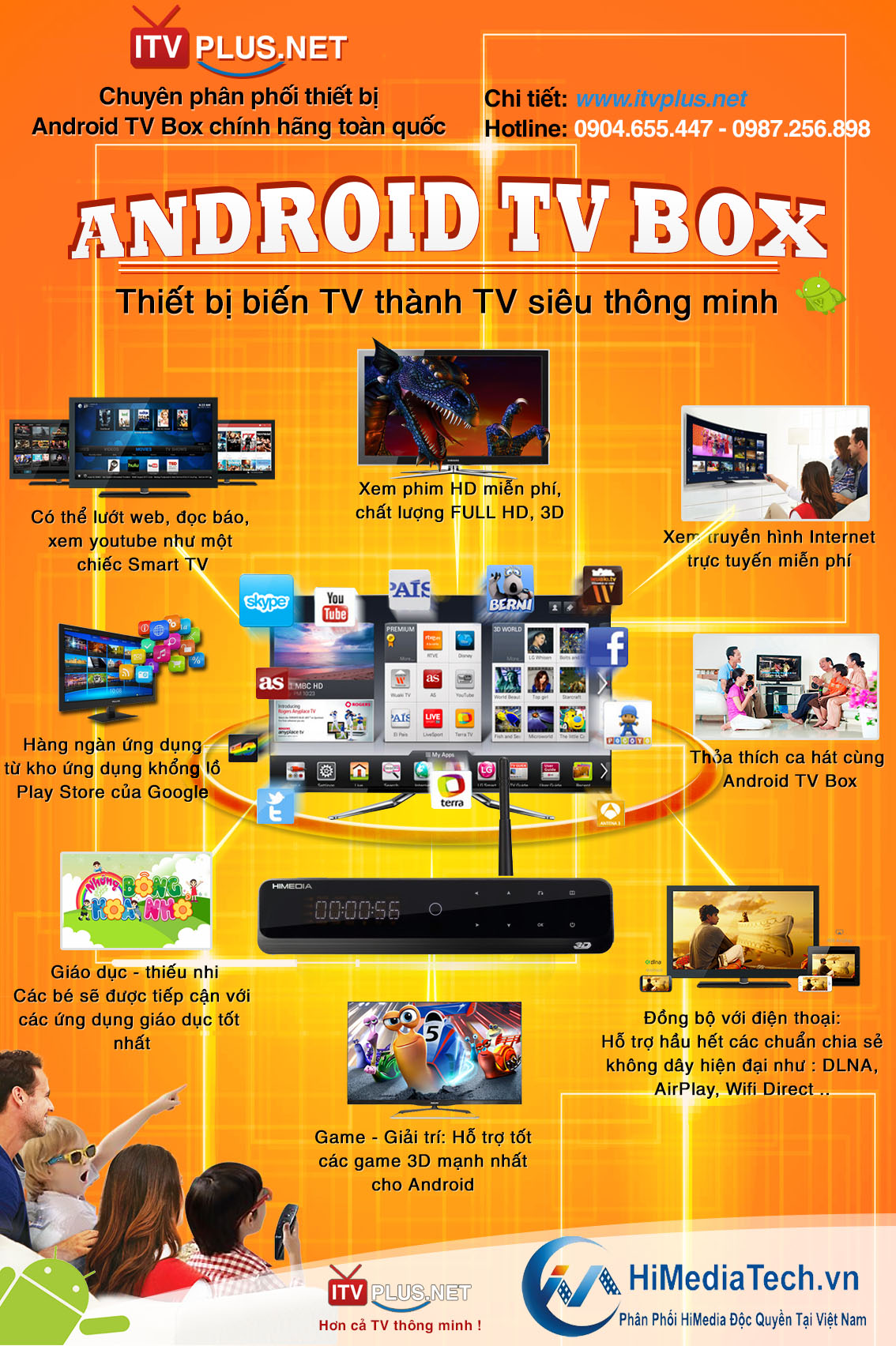 HiMedia Android Box – Đỉnh cao của sự giải trí – sẽ giúp các bạn tích hợp nhiều khả năng giải trí hữu ích, tiện lợi, thông minh trên chiếc TV của gia đình bạn